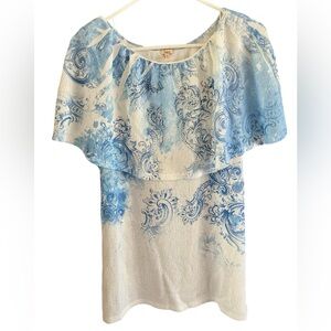 Reba Multicolored Off the Shoulder Flutter Sleeve Blouse